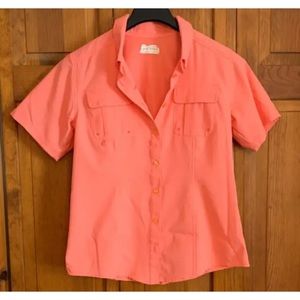 Women's Gander Mountain Guide Series Orange Short Sleeve Button Shirt Tag Size M